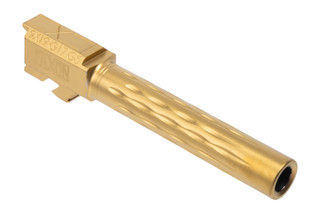 Faxon Match Series Flame Fluted 9mm Barrel Fits G17 Gen 5 and is made of 416R stainless steel.